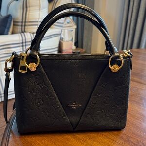 Louis Vuitton Black Satchel with Gold Accents